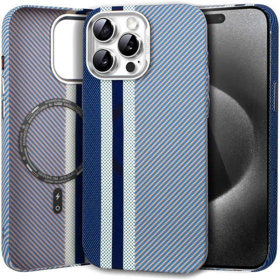 Θήκη για iPhone 15 Pro, ανθρακονήματα MagSafe, μπλε