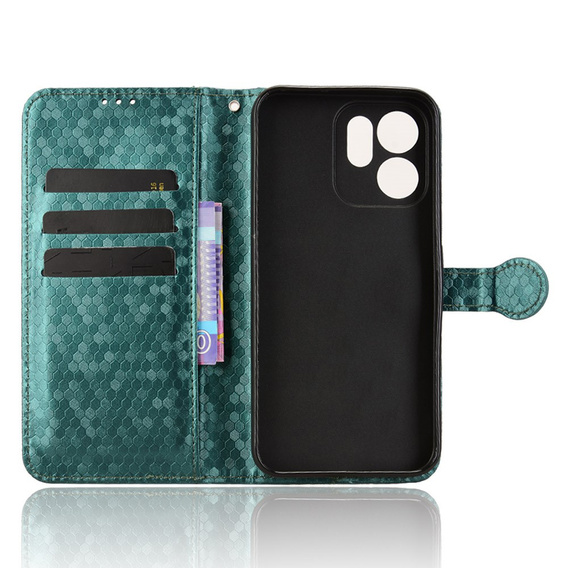 Θήκη με πτερύγιο για Oppo Reno 14F, πορτοφόλι Rhombus, πράσινο