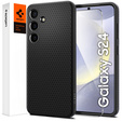 θήκη Spigen για Samsung Galaxy S24, Liquid Air, μαύρη + μετριασμένο γυαλί 9H