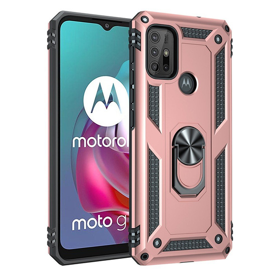 θωρακισμένη θήκη για Motorola Moto G10/G30, Nox Case Ring, ροζ rose gold