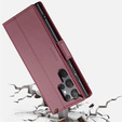 Θήκη για Samsung Galaxy S25 Ultra, ERBORD Glossy Litchi, πορτοφόλι με πτερύγιο, κόκκινη