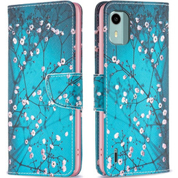 Θήκη με πτερύγιο για Nokia C12 4G, Wallet, Sakura, μπλε