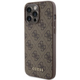 GUESS Θήκη για iPhone 15 Pro Max, 4G Metal Gold Logo, καφέ