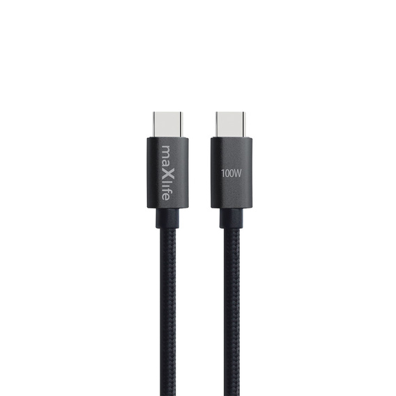Καλώδιο Maxlife MXUC-12 USB-C - USB-C 1.0 m 100W, μαύρο