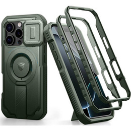 Θωρακισμένη θήκη για iPhone 16 Pro, Dexnor CamProtect MagSafe, πράσινη (Δύο πλαίσια)