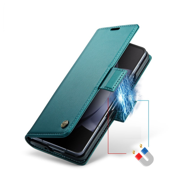 CASEME flip case για Samsung Galaxy Z Fold6 5G, Litchi Wallet, πράσινη