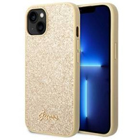 GUESS Θήκη για iPhone 14 Plus, Glitter Script Hardcase, χρυσή