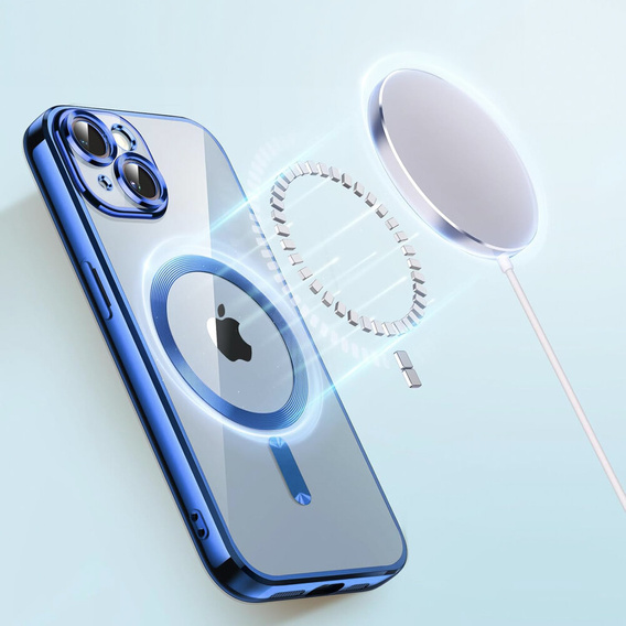 Θήκη για iPhone 14, Electro MagSafe, μπλε + Γυαλί για την οθόνη