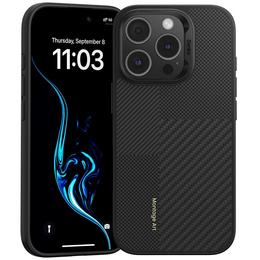 θήκη BENKS Kevlar για iPhone 16 Pro, για MagSafe, Carbon Fiber, μαύρη