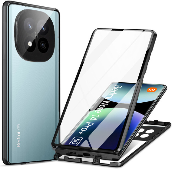θήκη για το Xiaomi Redmi Note 14 Pro+, Magnetic Dual Glass, μαύρη