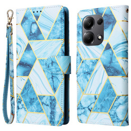 Θήκη με πτερύγιο για Xiaomi Redmi Note 13 Pro 4G / Xiaomi Redmi Note 14S / Xiaomi Poco M6 Pro 4G, Wallet, Marble μπλε