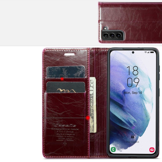 θήκη CASEME για Samsung Galaxy S21, Waxy Textured, κόκκινη