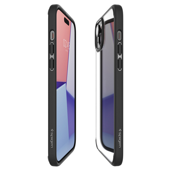 θήκη Spigen για iPhone 15, Ultra Hybrid, μαύρη + μετριασμένο γυαλί 9H