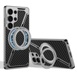 Θήκη για Samsung Galaxy S25 Ultra, δαχτυλίδι στήριξης GKK Kickstand, για MagSafe, carbon μαύρη