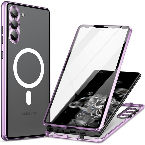Μαγνητική θήκη MagSafe Dual Glass για Samsung Galaxy S23, μωβ