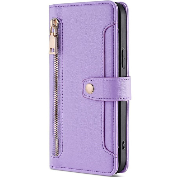 Θήκη με πτερύγιο για Honor Magic5 Lite, Wallet Zipper Pocket, μωβ