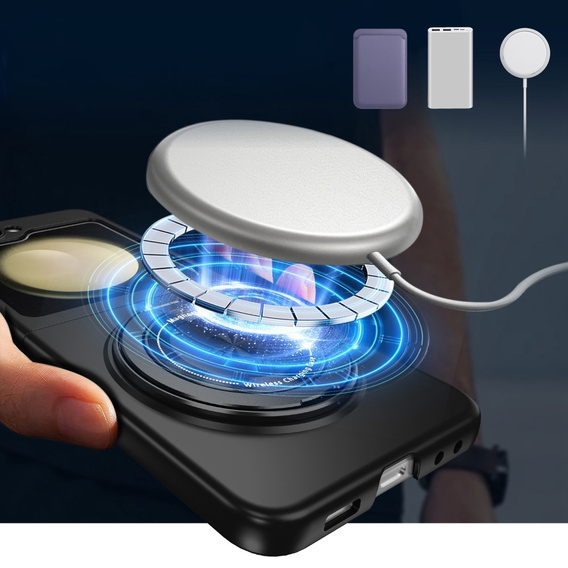 Θήκη GKK για Galaxy Z Flip 5 5G, Γωνίες Dropproof MagSafe, διαφανές / μωβ