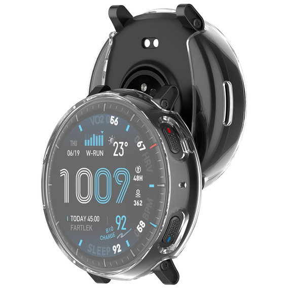 2 σε 1 Θήκη με προστατευτικό κάλυμμα οθόνης για Amazfit Active Max, διαφανής