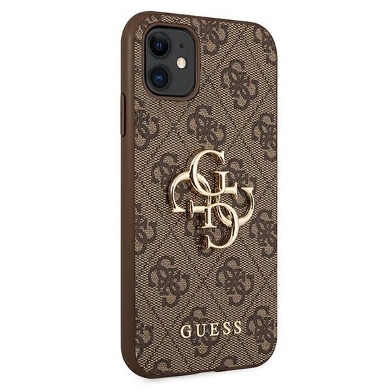 GUESS Θήκη για iPhone 11, 4G Big Metal Logo, καφέ