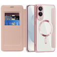 Θήκη με πτερύγιο για Samsung Galaxy S25 Edge, RFID Wallet MagSafe CamShield, ροζ