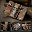CASEME θήκη για Samsung Galaxy S25 Ultra, Retro Leather Wallet, με λουράκι, καφέ