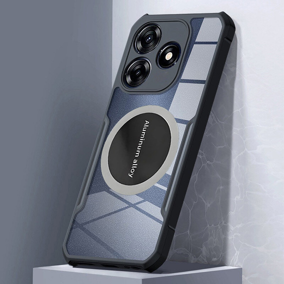 Θήκη για Realme C63, με μαγνητική πλάκα, διαφανής / μαύρη