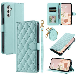 θήκη πτερύγιο για Samsung Galaxy S25, Rhombus Crossbody Leather, πράσινη