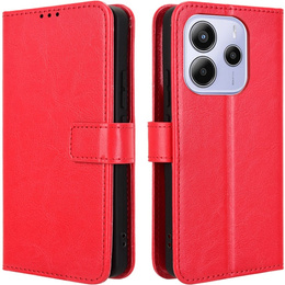 Θήκη με πτερύγιο για Xiaomi Redmi Note 14 4G, Crazy Horse Wallet, κόκκινη