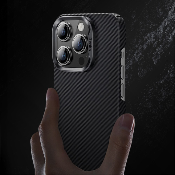 θήκη BENKS Kevlar για iPhone 15 Pro Max, Carbon Fiber, μαύρη