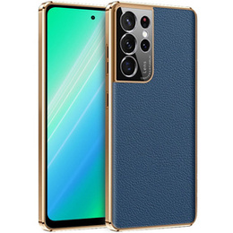 Θήκη για Samsung Galaxy S23 Ultra, Cowhide Leather, σκούρο μπλε