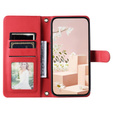 θήκη πτερύγιο για iPhone 16 Plus, Rhombus Crossbody Leather, κόκκινη