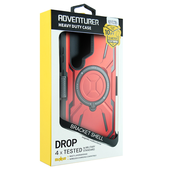 Θήκη για Samsung Galaxy S23 Ultra, Heavy Duty Ring Belt Clip, κόκκινη