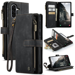 Η θήκη CASEME για Samsung Galaxy A56 5G, Leather Wallet Cash and Card Slots, με λουράκι, μαύρη