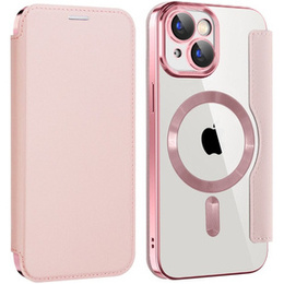 Θήκη με πτερύγιο για iPhone 15, RFID Wallet MagSafe CamShield, ροζ