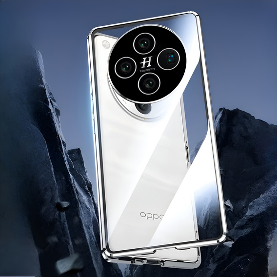 θήκη για το Oppo Find X8 Pro, Magnetic Dual Glass, ασημένια