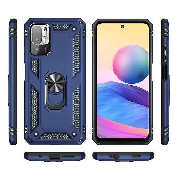 θωρακισμένη θήκη για Xiaomi Redmi Note 10 5G, Nox Case Ring, μπλε