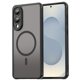 Θήκη για Samsung Galaxy S25 Edge, Kickstand Matt Case, για MagSafe, μαύρη + Γυαλί οθόνης