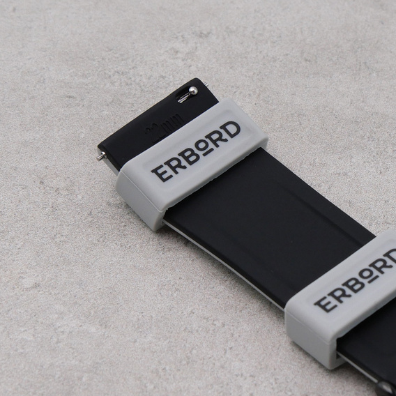 Λουράκι σιλικόνης ERBORD Universal 22mm, Dual Color, γκρι / μαύρη / μαύρη αγκράφα