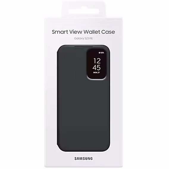 Γνήσια θήκη Samsung για Galaxy S23 FE, S View Wallet Cover, μαύρη
