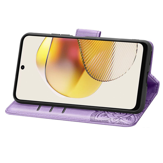 Θήκη με πτερύγιο για Motorola Moto G73 5G, Butterfly, μωβ