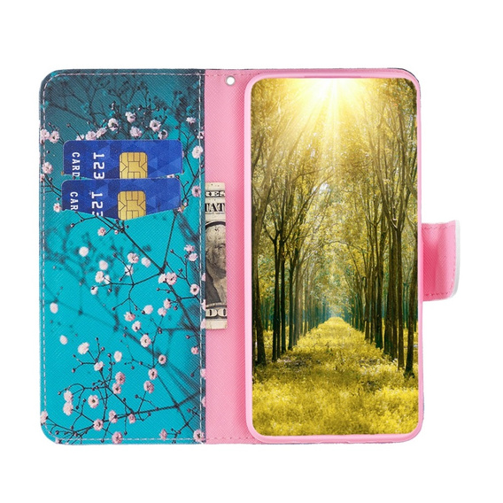 Θήκη με πτερύγιο για Motorola Edge 40 Neo, Wallet, sakura, μπλε