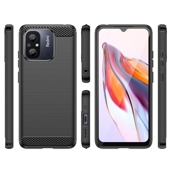 Θήκη για Xiaomi Redmi 12C, Carbon, μαύρη