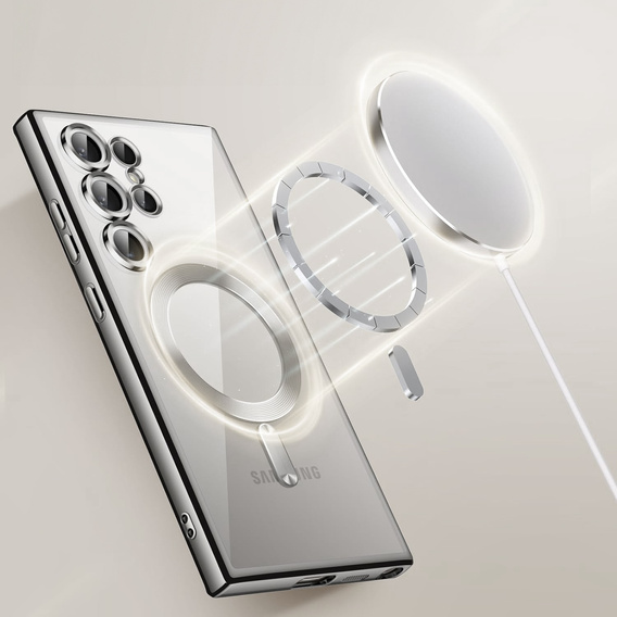 Θήκη για Samsung Galaxy S25 Ultra, Electro MagSafe, ασημένια + Γυαλί για την οθόνη