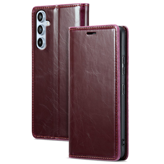 Θήκη με πτερύγιο για Samsung Galaxy A54, ERBORD Waxy Wallet, κόκκινη