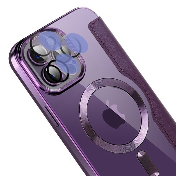 Θήκη με πτερύγιο για iPhone 12 Pro Max, RFID Wallet MagSafe CamShield, μωβ