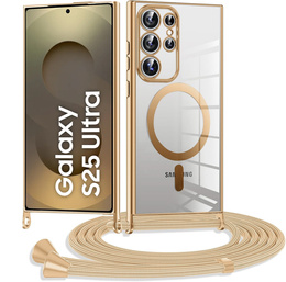 Θήκη για Samsung Galaxy S25 Ultra, Electro MagSafe, χρυσή + κορδόνι