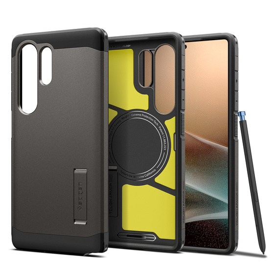 θήκη Spigen για Samsung Galaxy S25 Ultra, Tough Armor Mag Mag MagSafe, γκρι + μετριασμένο γυαλί 9H