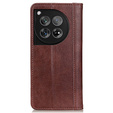 Θήκη για OnePlus 12 5G, Wallet Litchi Leather, καφέ