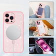 Θήκη για iPhone 16 Pro, ERBORD Glitter MagSafe, ροζ + Γυαλί οθόνης