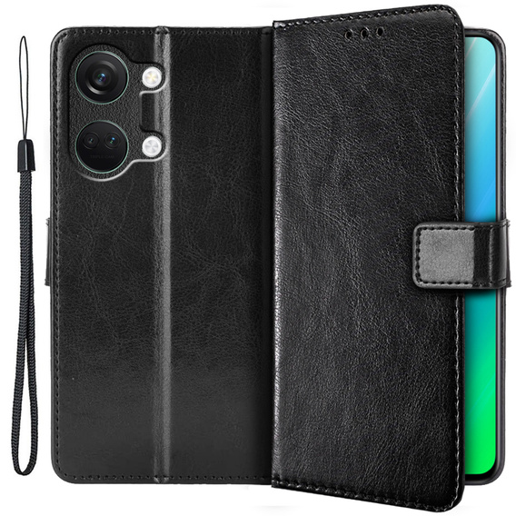 Θήκη με πτερύγιο για OnePlus Nord 3 5G, Crazy Horse Wallet, μαύρη